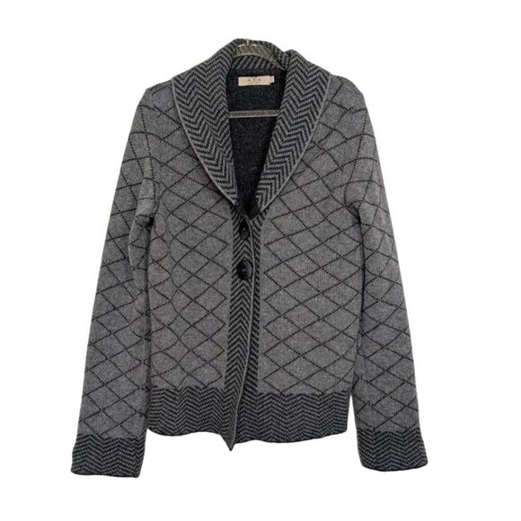 A Ida Cardigan Womens Size Large Gray Wool Blend Made in Italy 2 Button Sweater - Picture 1 of 11